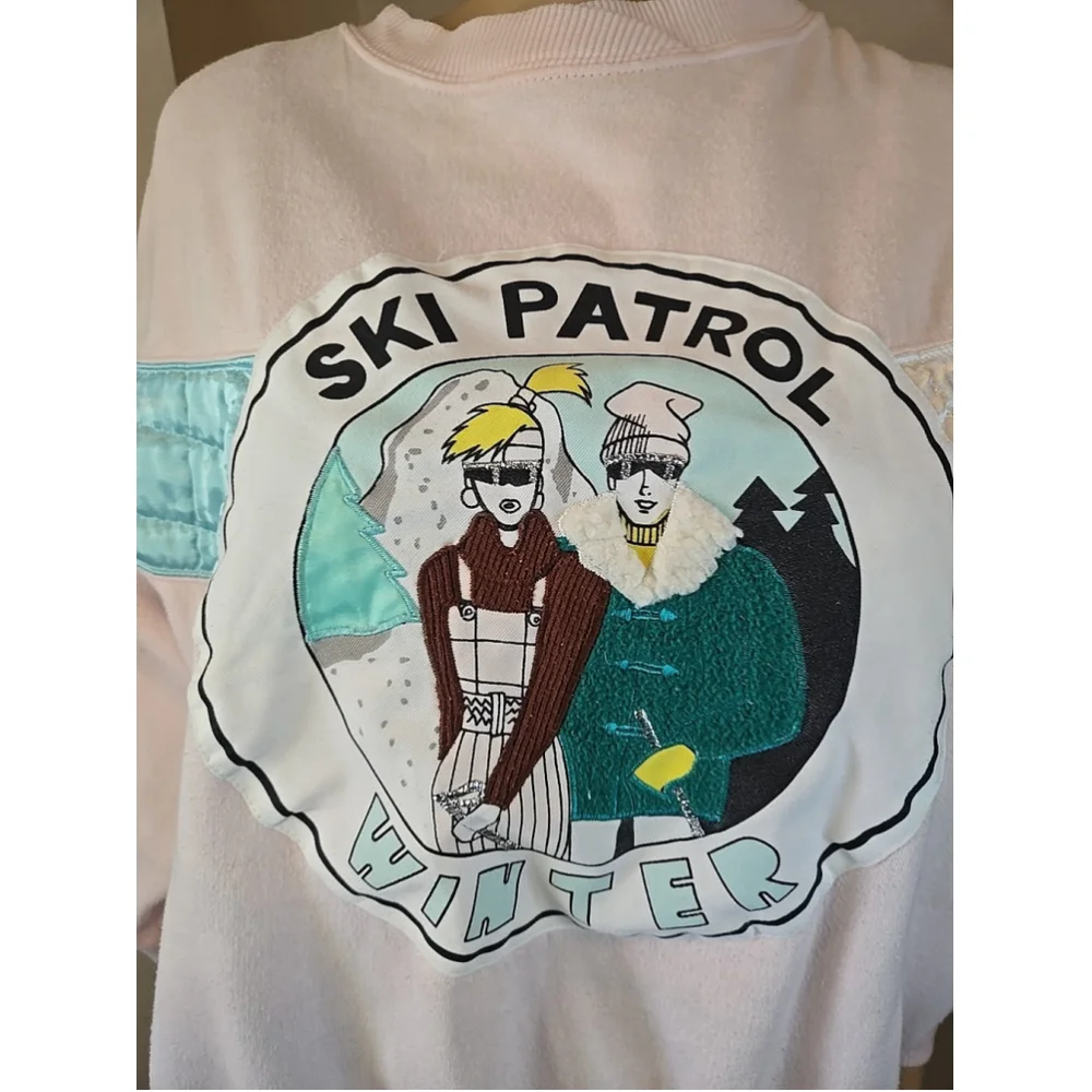 Marcy 'N Me Women's Vintage 80s 90s Pink Ski Patrol Winter Sweatshirt Size Large - Picture 3 of 7
